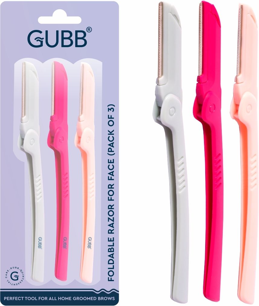 gubb Foldable Face Razor for Women - For Instant 100% Painless Hair Removal (Eyebrows, Upper Lip, Forehead, Peach Fuzz, Chin, Sideburns) Stainless Steel Blade with Safety Sleeve- Pack of 2, 6 count, Women-picture-12