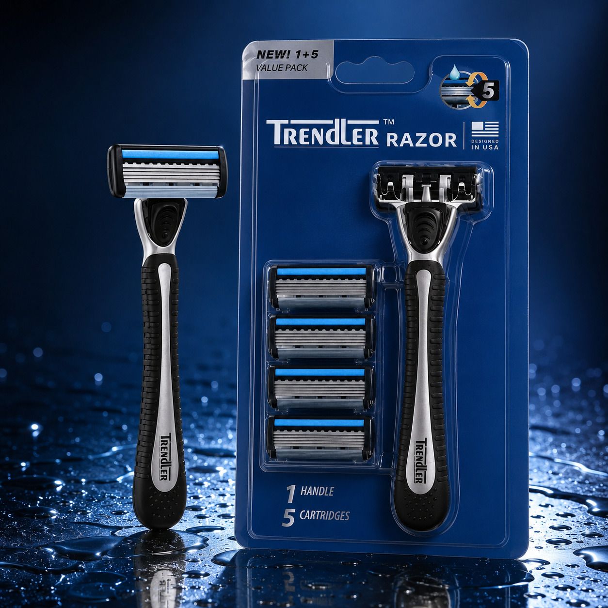 Razor 5 Blade Manual Shaving Razor for Men, 1 Handle + 5 Replacement Cartridges, Men-image-29