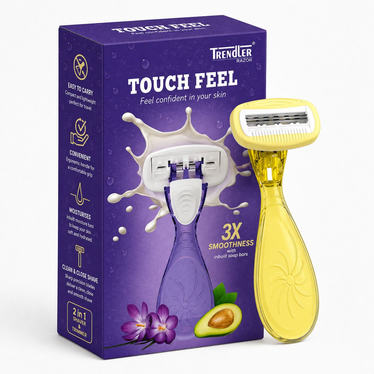 romil enterprise Mini Travel Yellow Razor for Women | 3-Blade Body Razor, Portable Razor for Legs, Women-picture-11