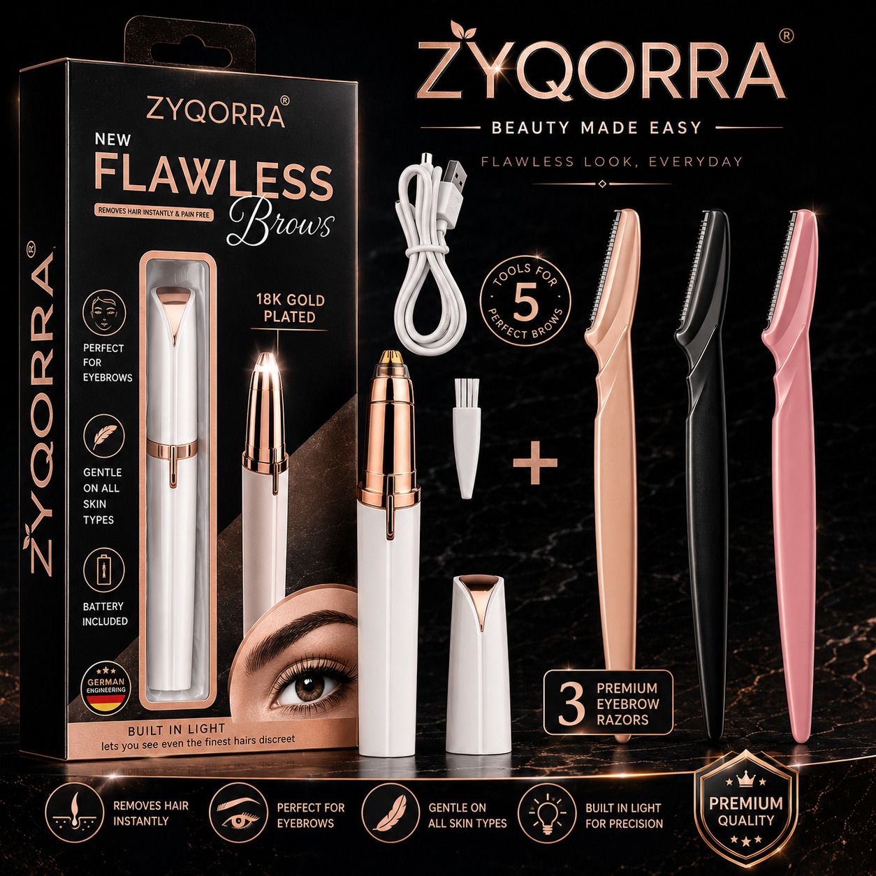 Eyebrow Trimmer + Eyebrow Razor Combo, Men & Women-image-40