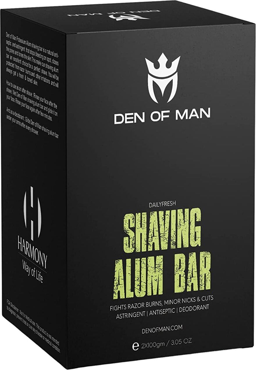 den of man 2 Pieces of 100gm Shaving Alum Stone Bar fitkari for Razor Burns, Minor Cuts Shaving Soap-picture-19