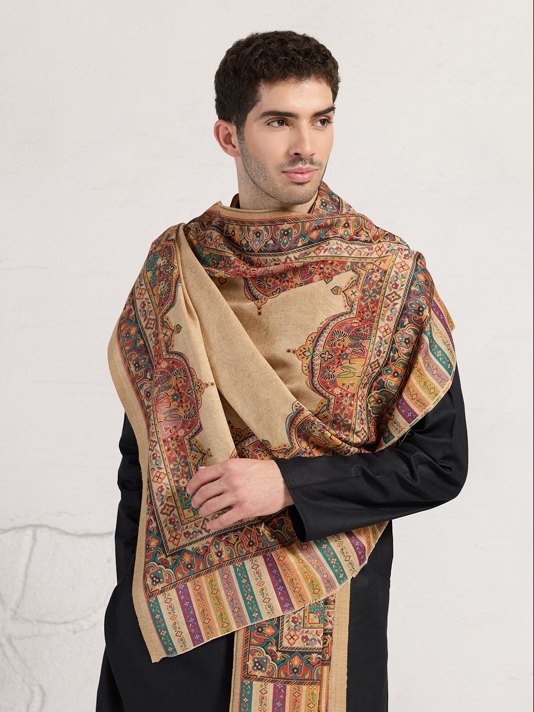GREEN AGRITECH Acrylic, Wool Woven, Graphic Print Men Shawl