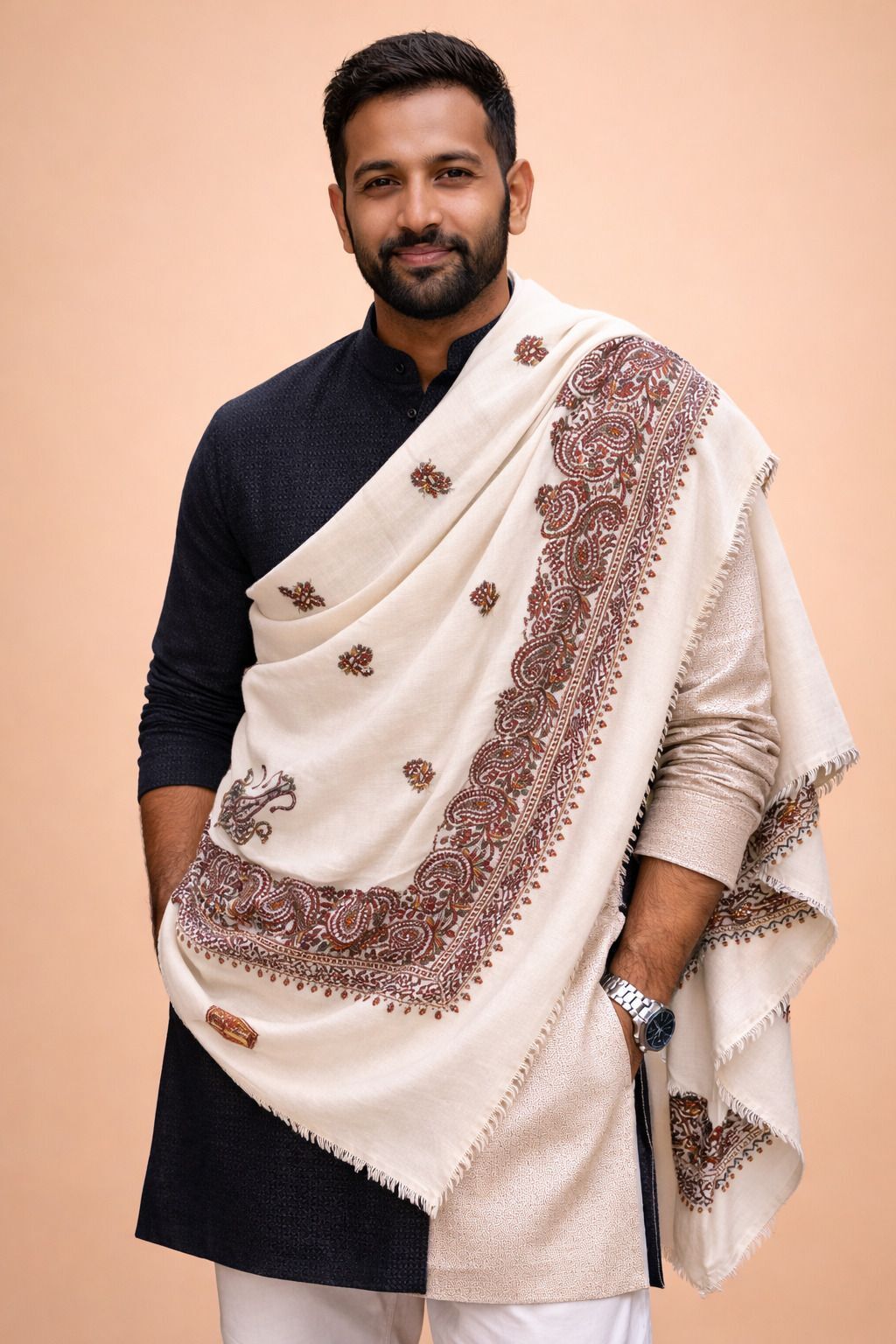 Kashmiri Cashmere Animal Print Men Shawl-picture-21
