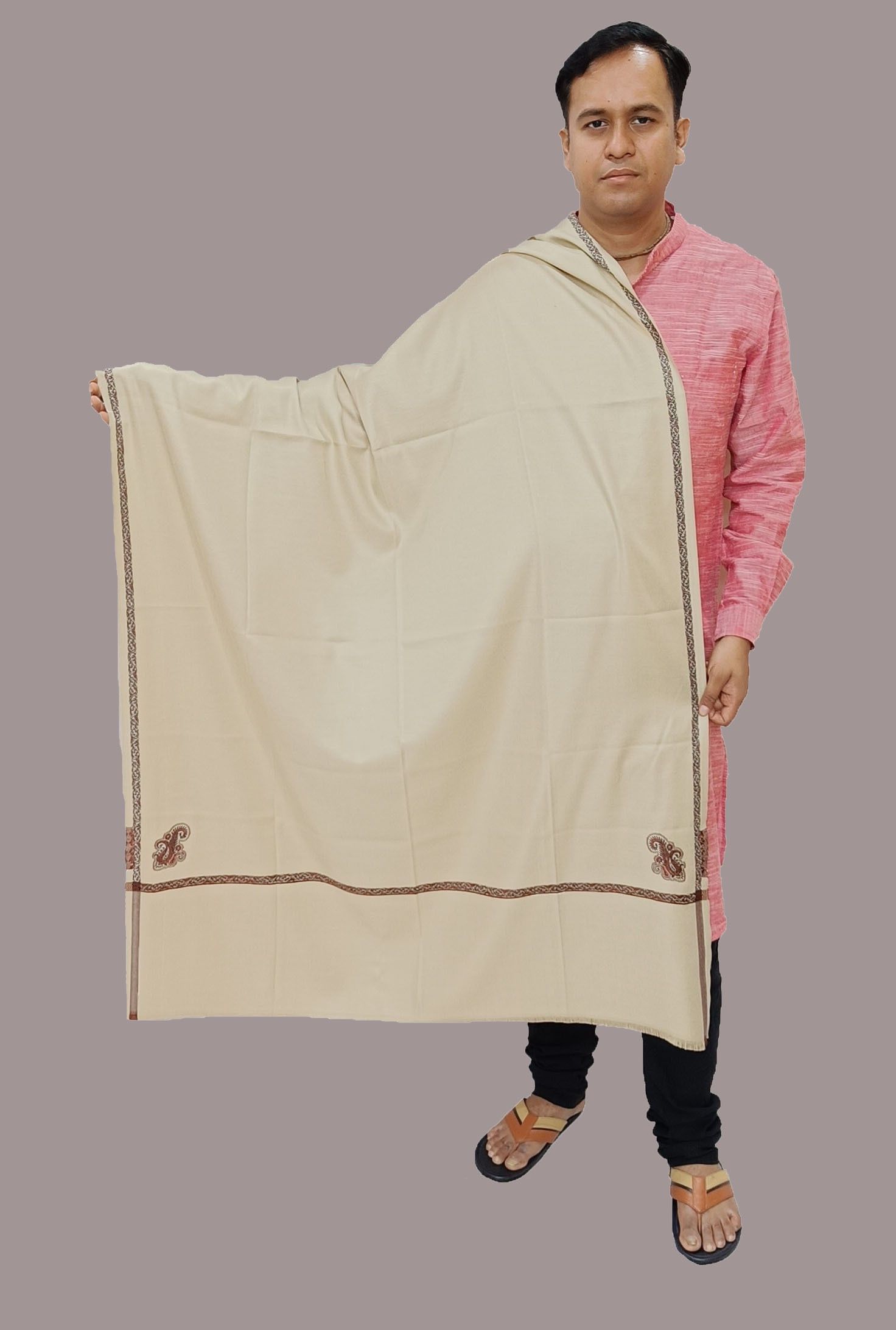 Sprha Polyester Wool Blend Embroidered Men Shawl-picture-27