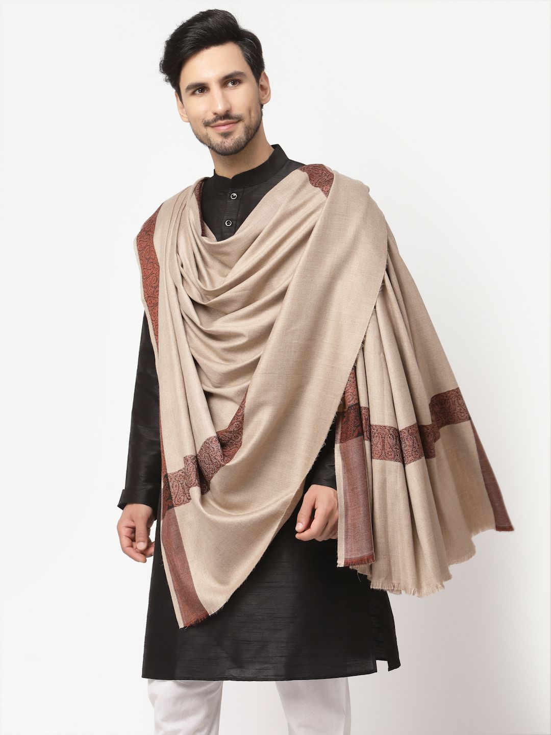 WEAVERS VILLA Poly Wool Woven Men Shawl-image-42