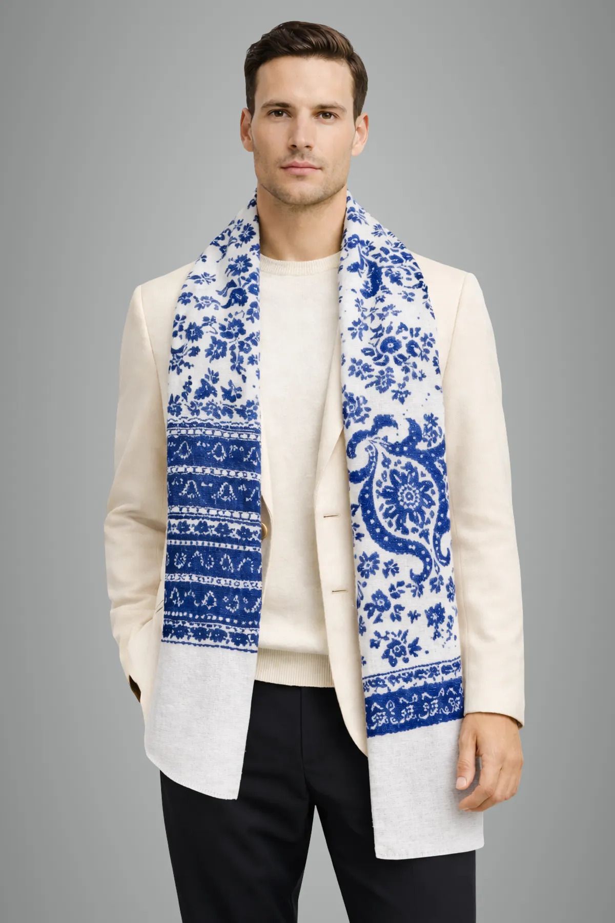 ROBEELA Wool, Viscose Paisley, Floral Print Men Shawl-picture-34