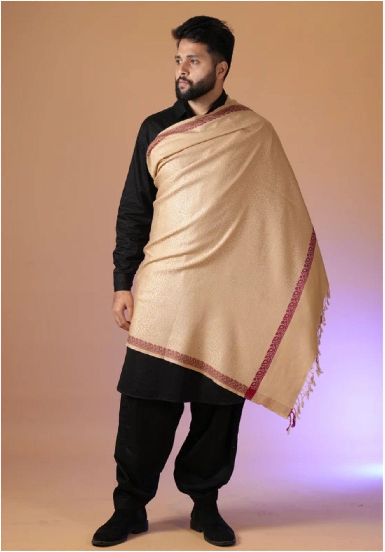 Braid N Cord Poly Wool Self Design Men Shawl-picture-22