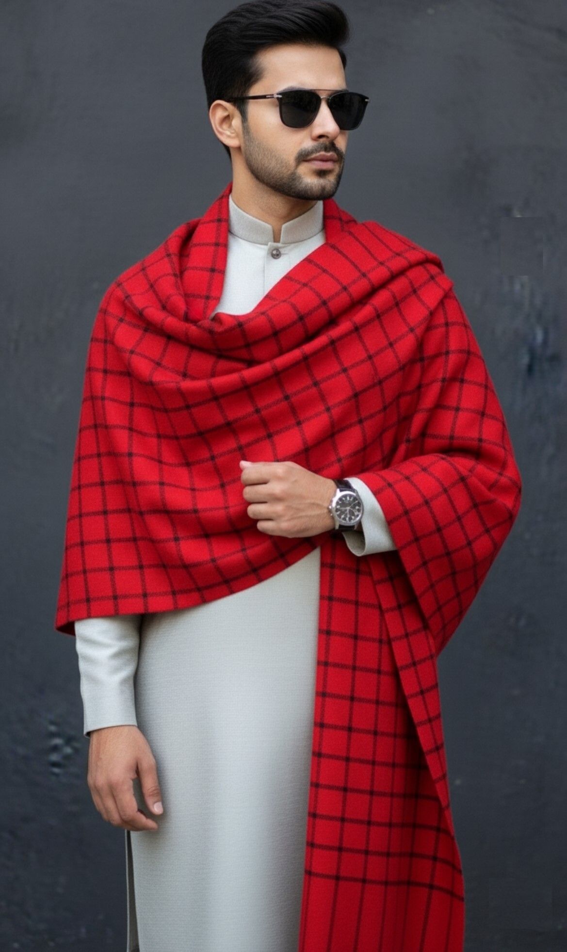 Sudako Acrylic Checkered Men Shawl-picture-24