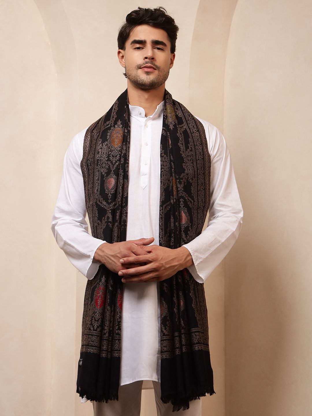 Ravaiyaa - Attitude Is Everything Wool Floral Print Men Shawl-picture-37