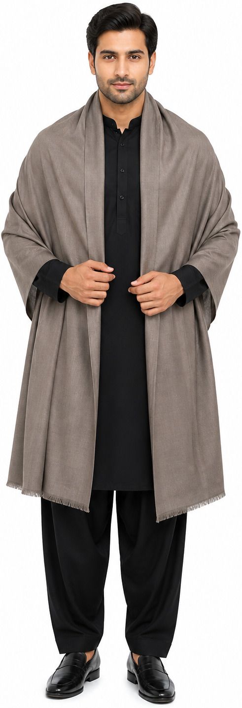 KASHMIRI HERITAGE Poly Cotton Solid Men Shawl-image-17