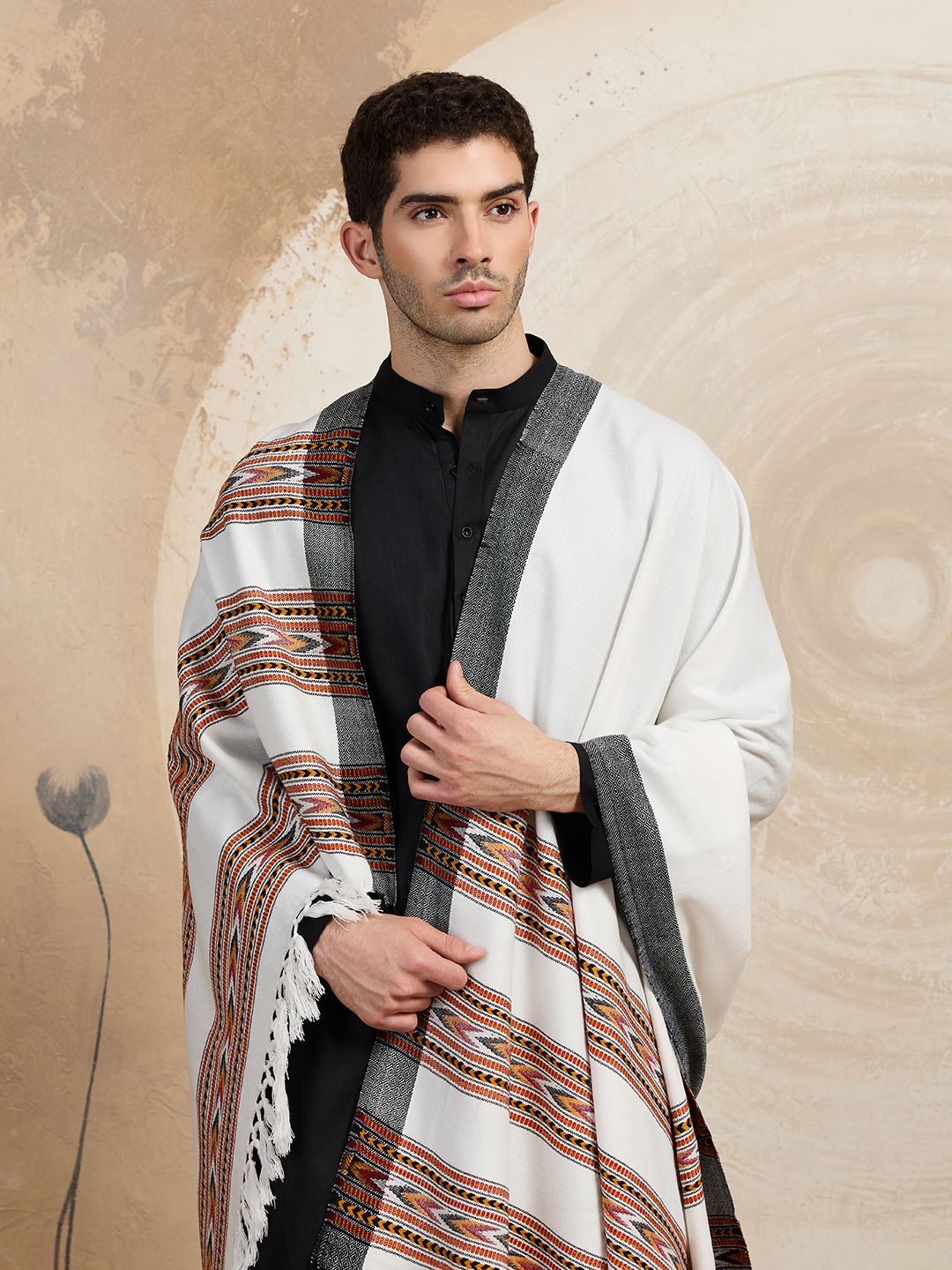 GREEN AGRITECH Acrylic, Wool Self Design Men Shawl-image-49