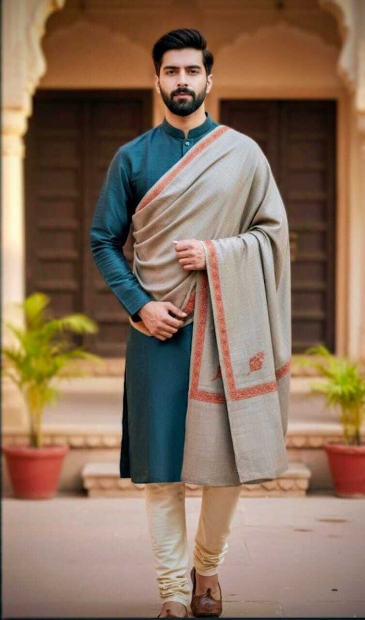 VIVAZ Wool Embroidered Men Shawl-picture-11