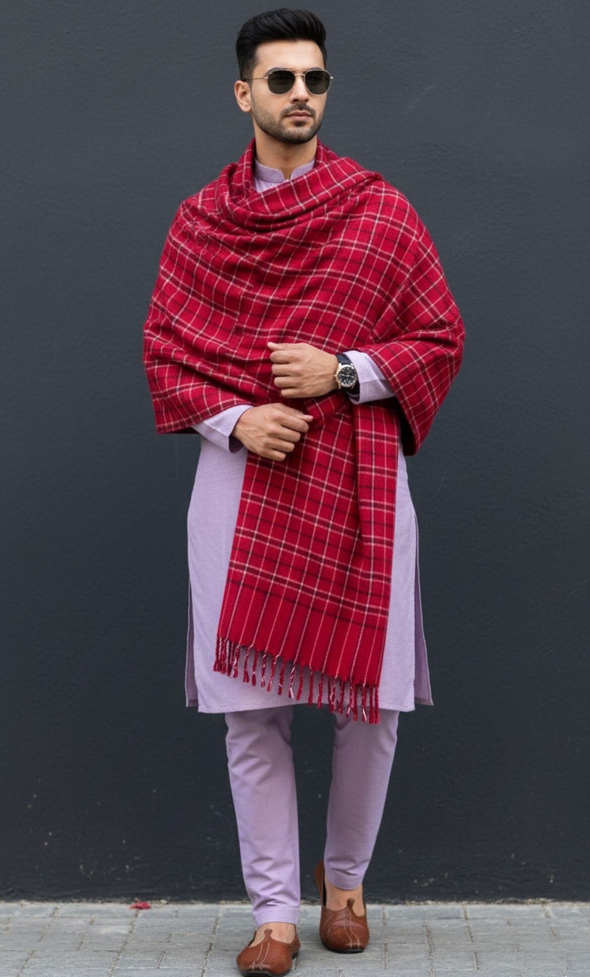 Sudako Acrylic Checkered Men Shawl-picture-46