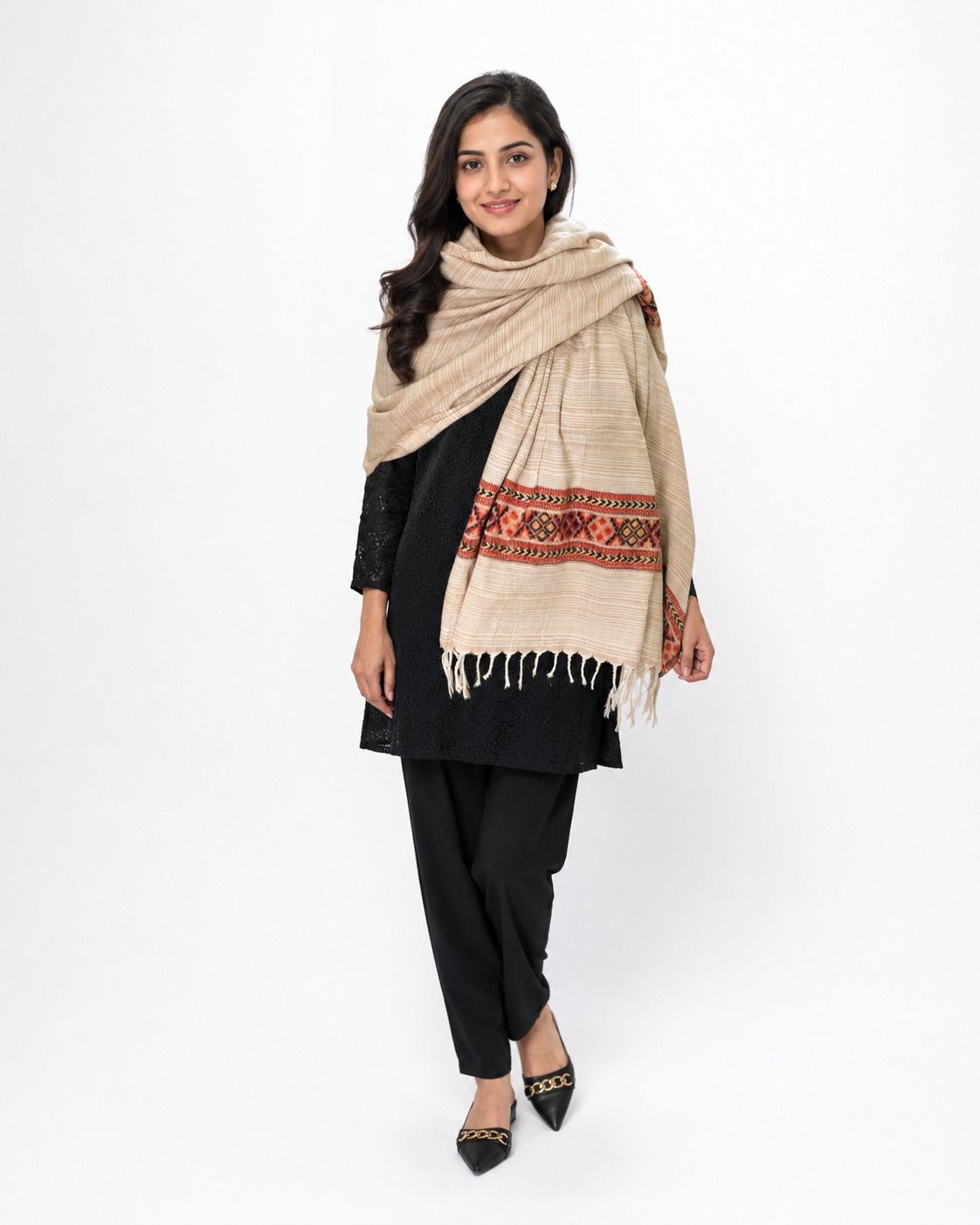 Serape Poly Cotton Striped Men, Women Shawl-image-36