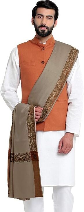 Kashmiri Thead Poly Wool Solid Men Shawl-picture-18
