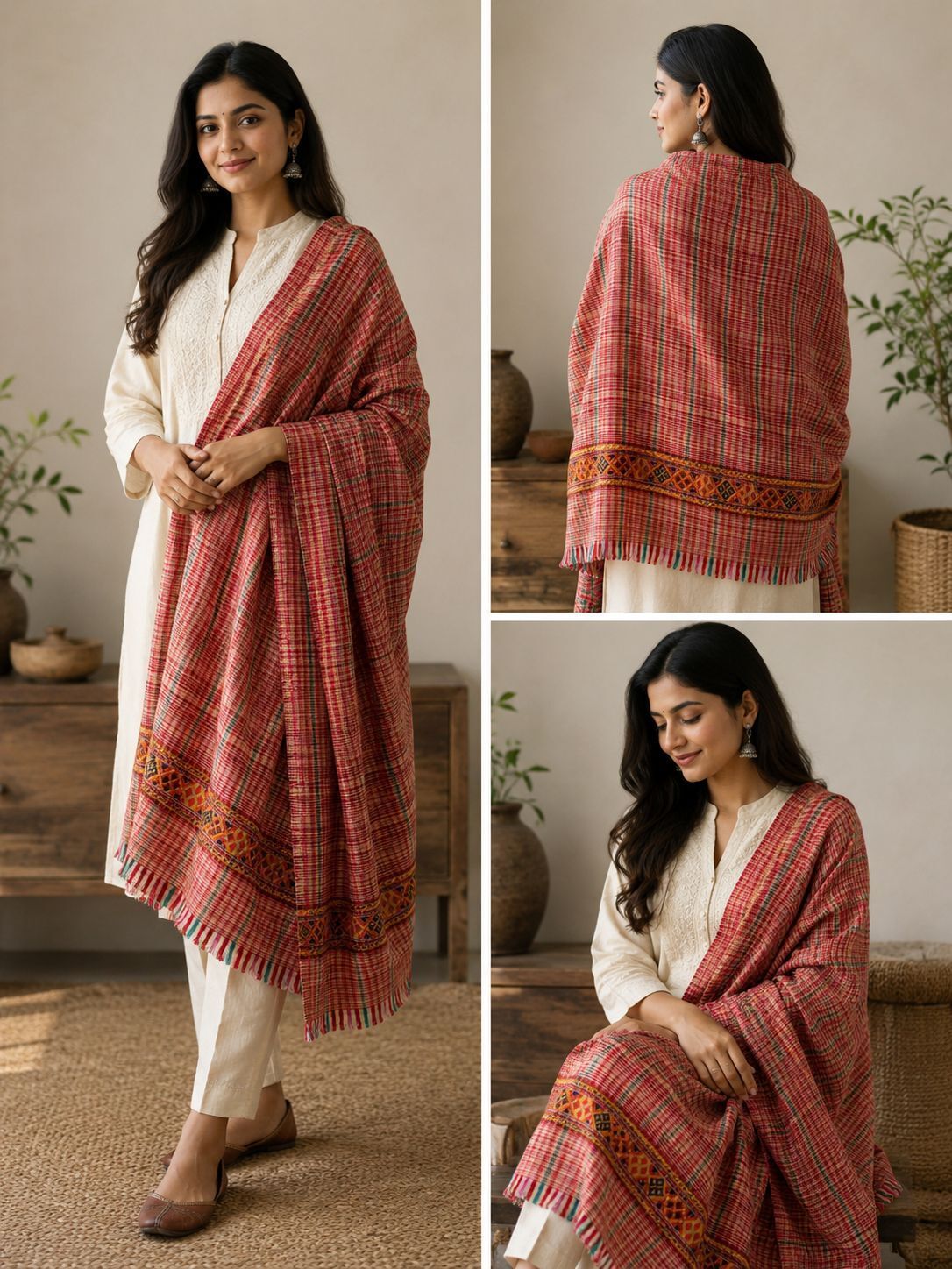HANDLOOM EMPIRE Acrylic Checkered Men, Women Shawl-picture-11