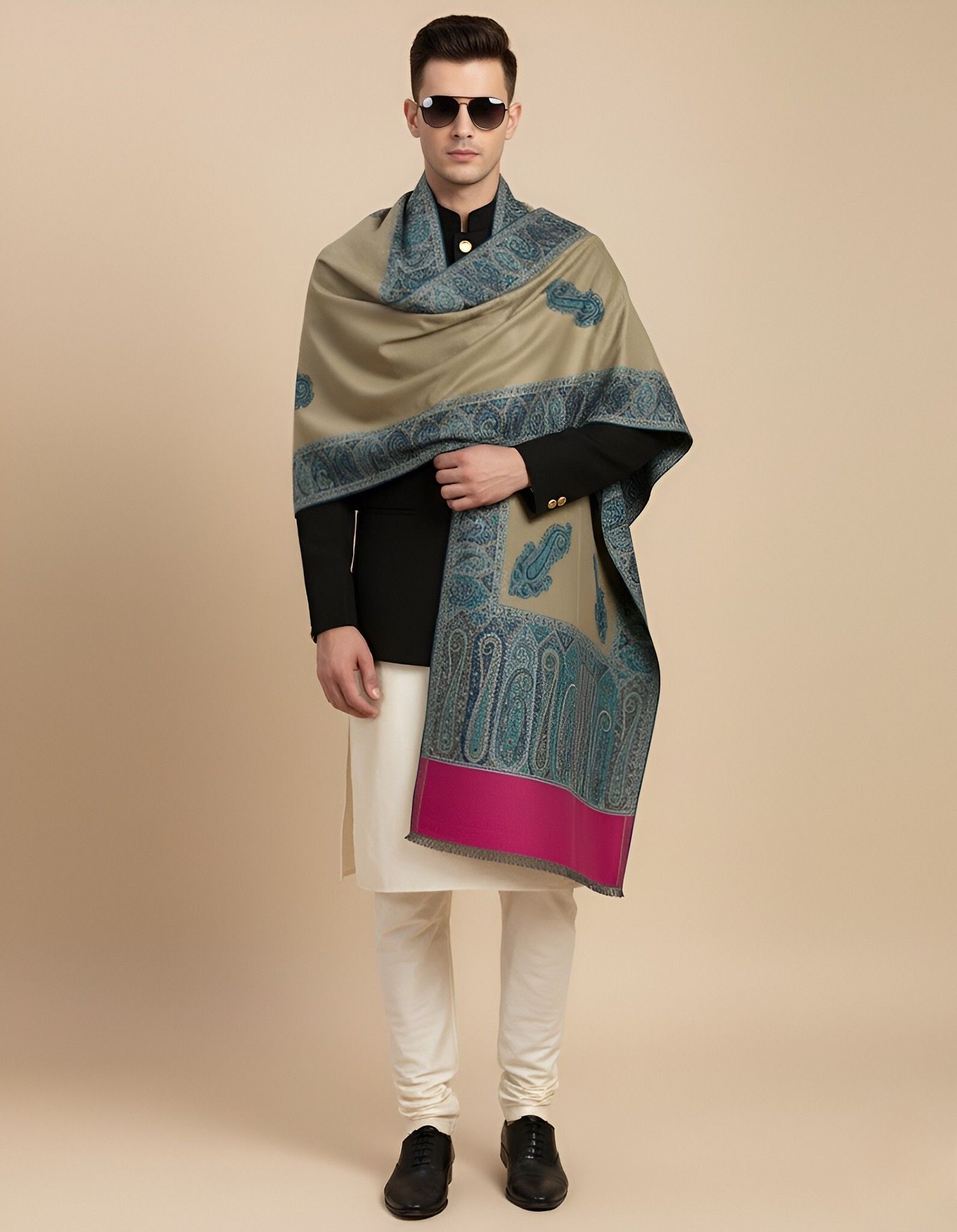 MUFFLY Wool Paisley Men Shawl-picture-13