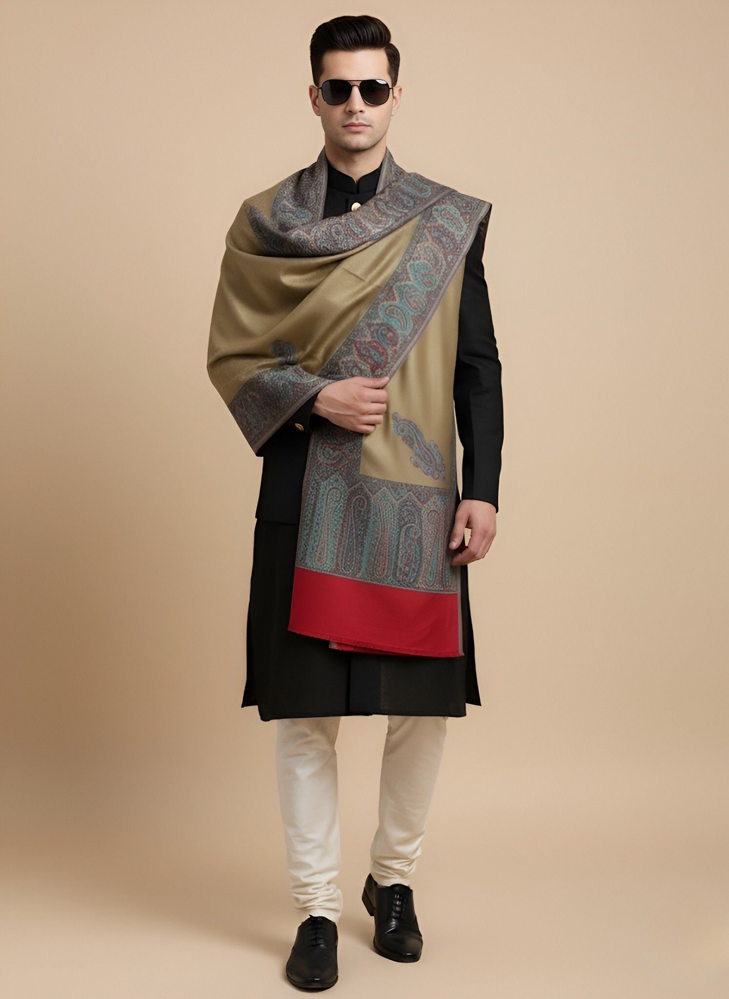 MUFFLY Wool Paisley Men Shawl-picture-16