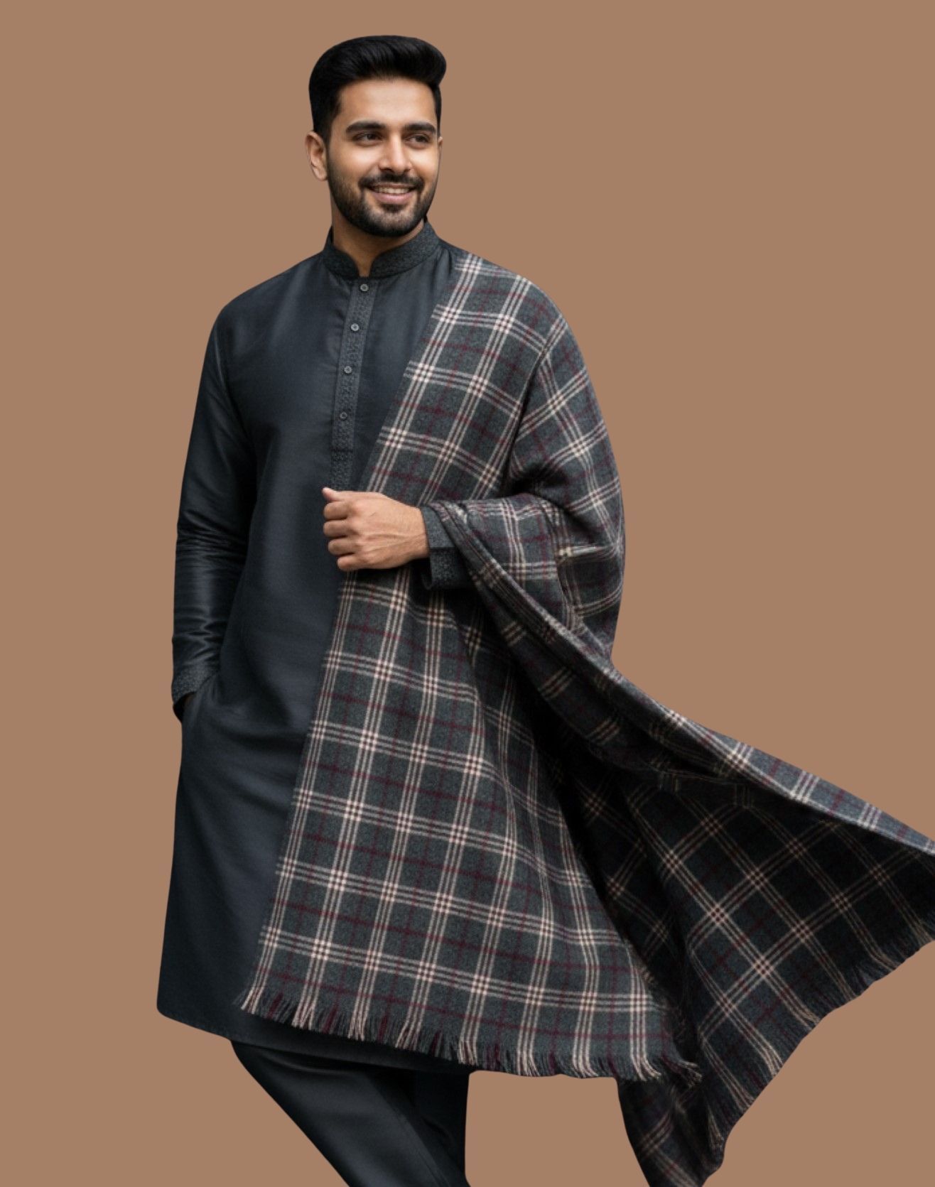Sudako Acrylic Checkered Men Shawl-picture-13