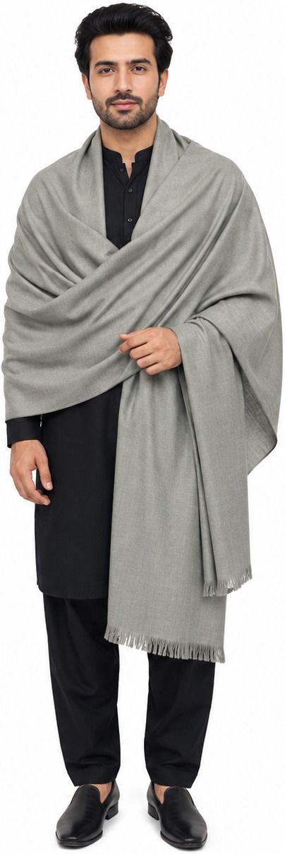 KASHMIRI HERITAGE Poly Cotton Solid Men Shawl-image-18