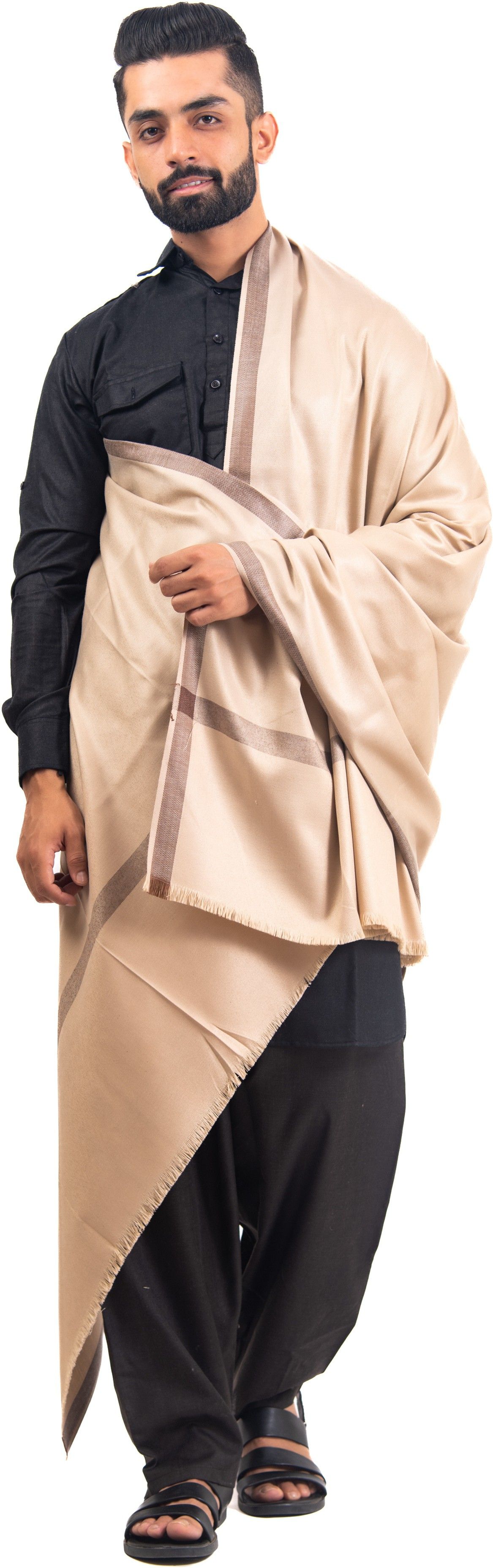 BAISA Wool Striped Men Shawl-picture-16