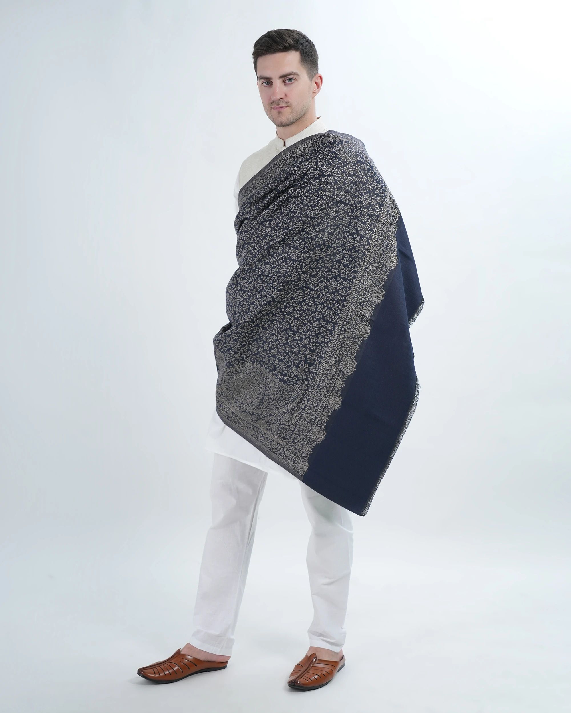 manra Wool Paisley Men Shawl-picture-22