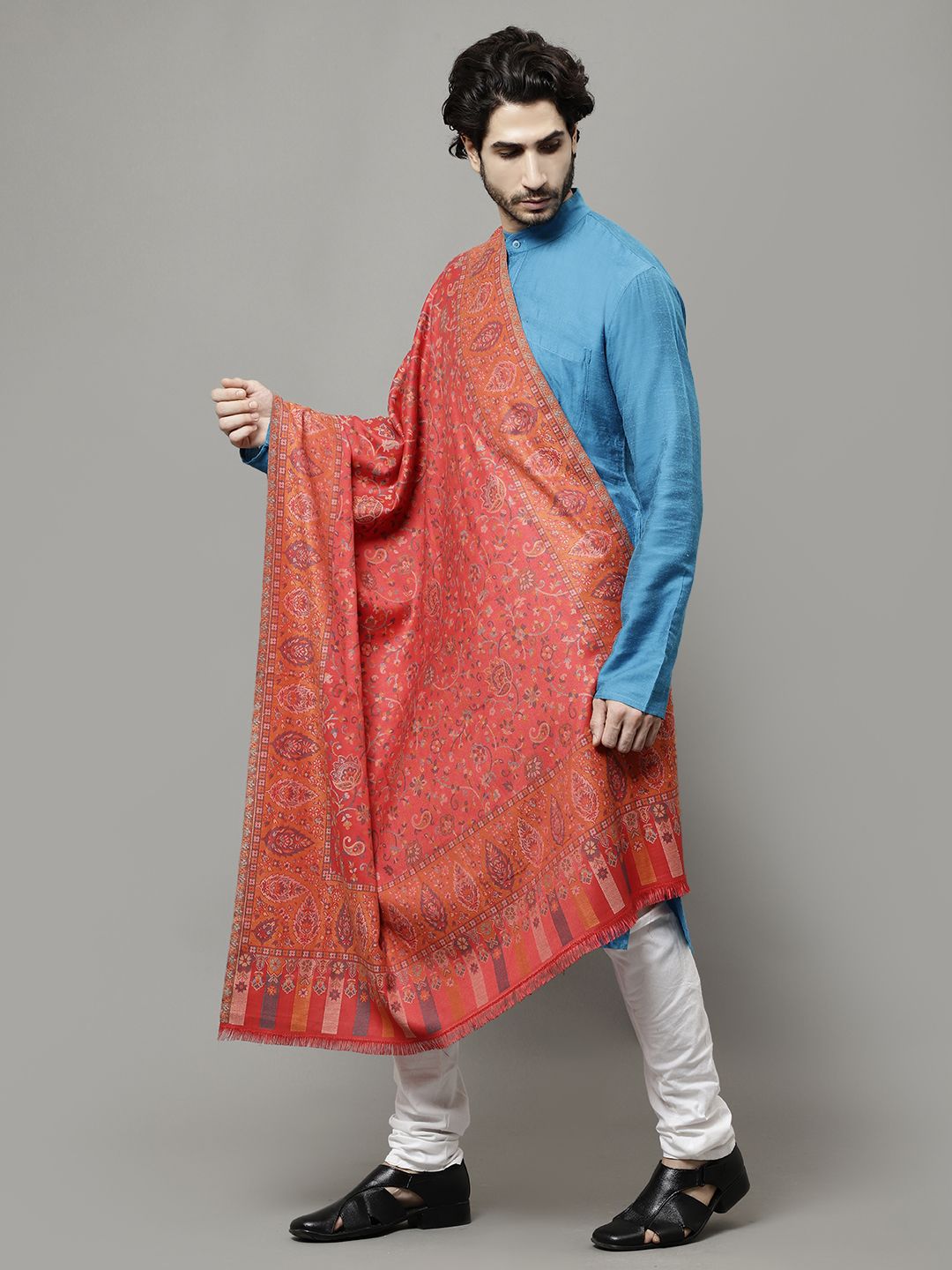 GREEN AGRITECH Polyester Wool Blend Woven Men Shawl