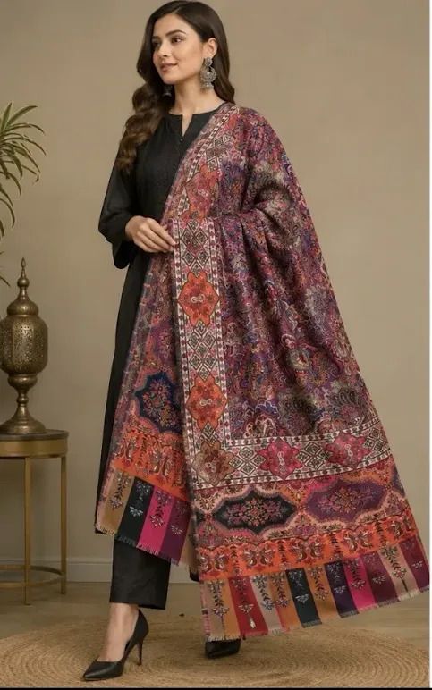 Tallit by enn dee Poly Wool Printed Women, Men Shawl-image-45