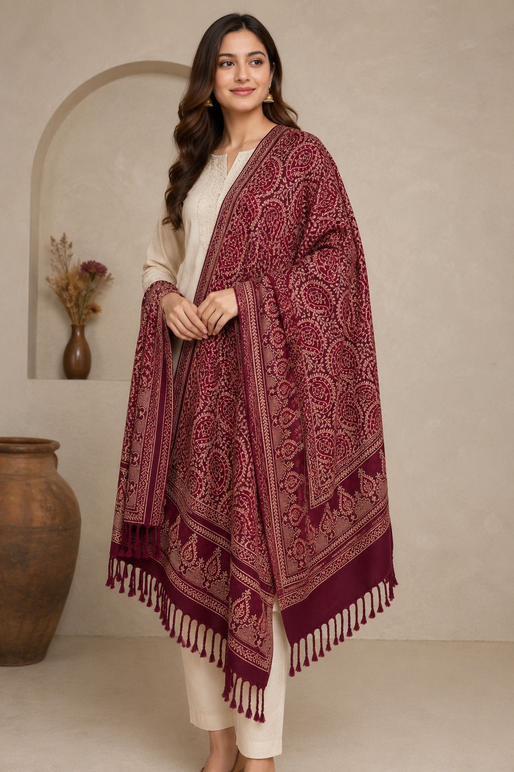 SHIFNEEN Acrylic Woven Women Shawl-picture-47