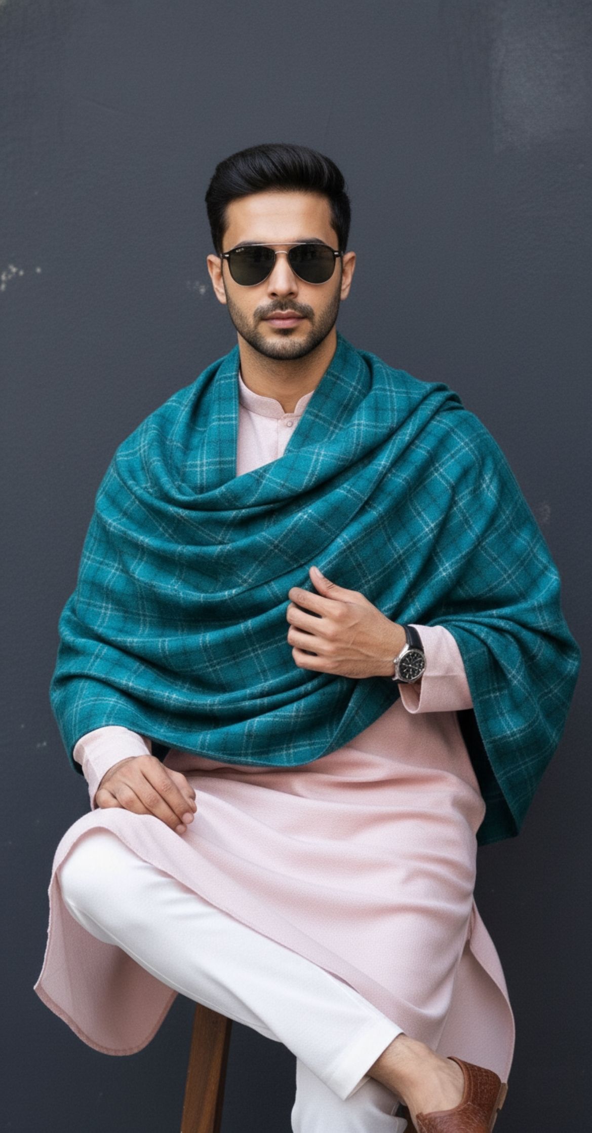 Sudako Acrylic Checkered Men Shawl-picture-48