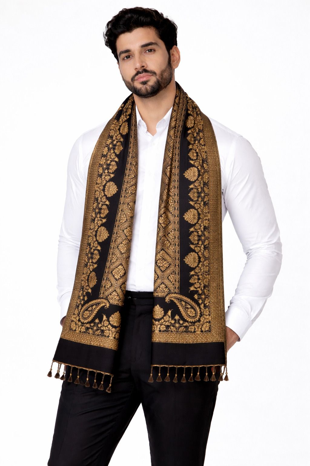 Stolewoollen Poly Cotton Printed Men Shawl-picture-20