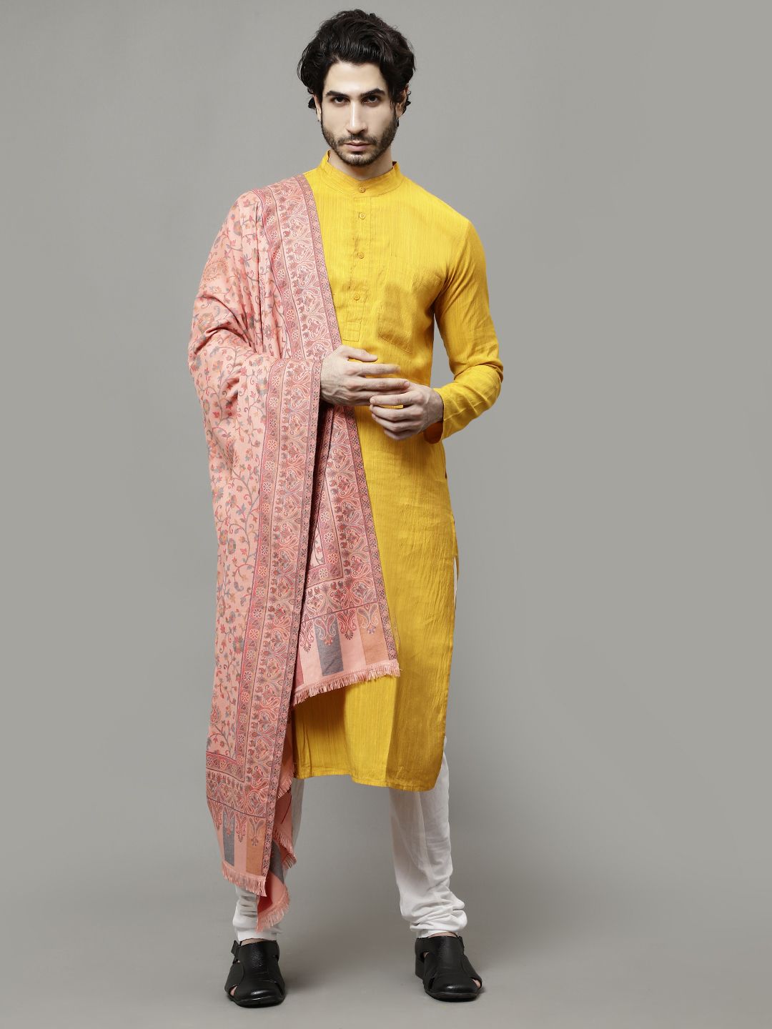 GREEN AGRITECH Polyester Wool Blend Woven Men Shawl