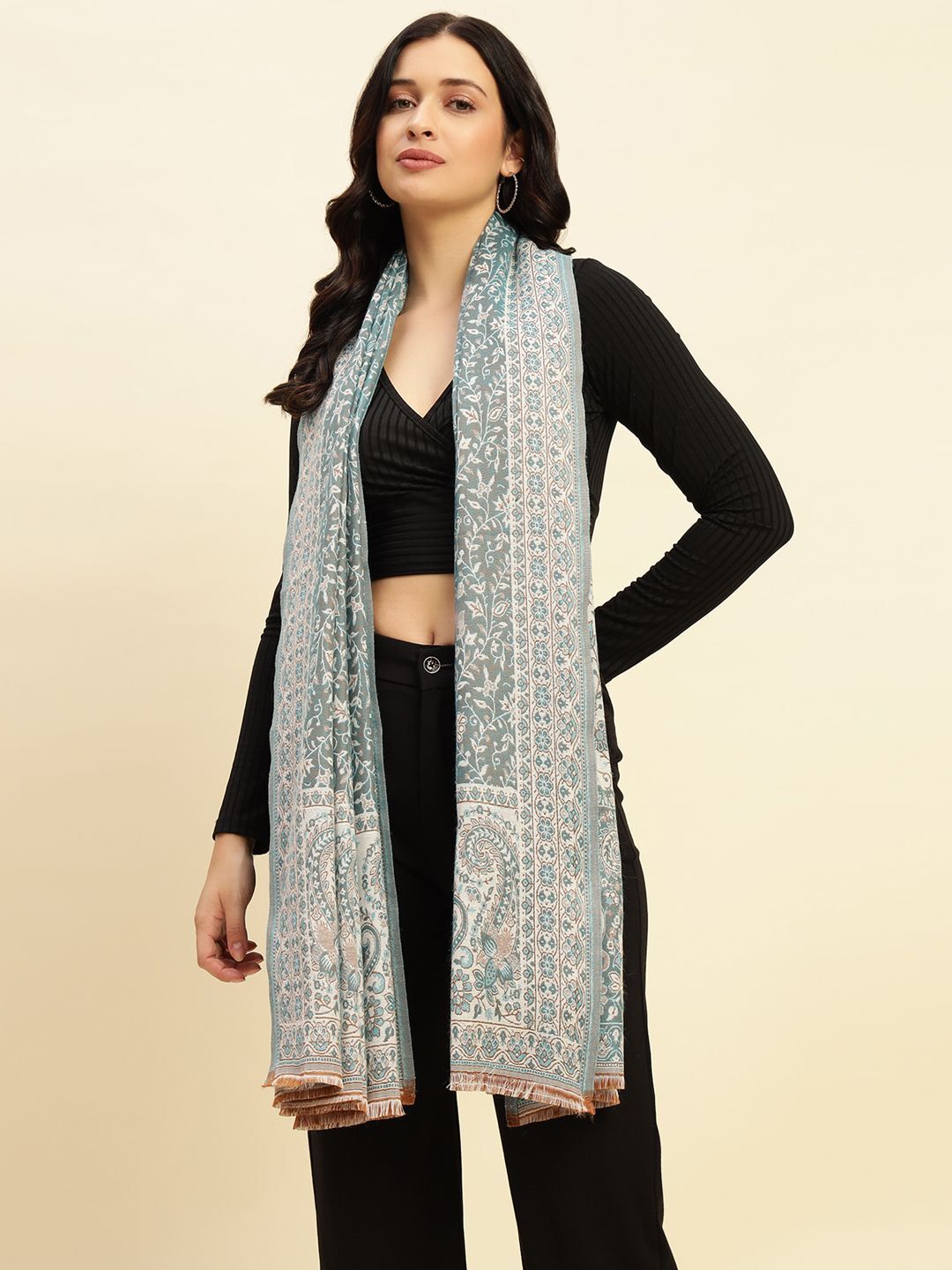 GK VILLA Poly Wool Woven Women Shawl-picture-10