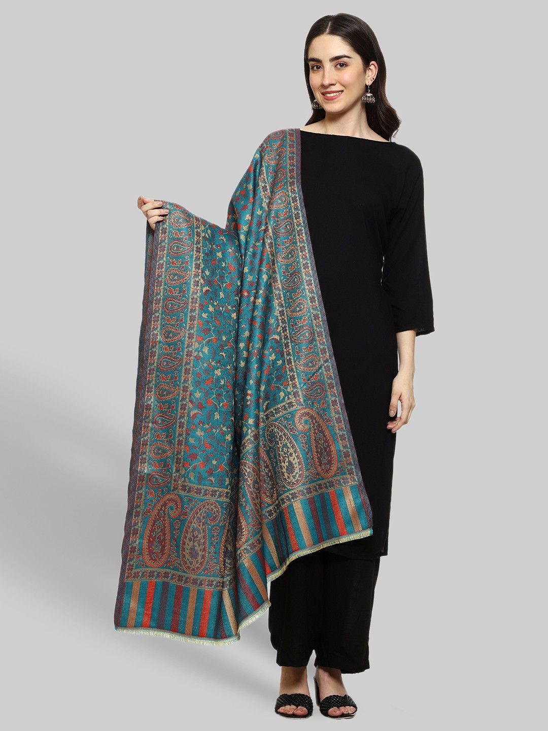 WEAVERS VILLA Polyester Wool Blend Woven Women Shawl-picture-15