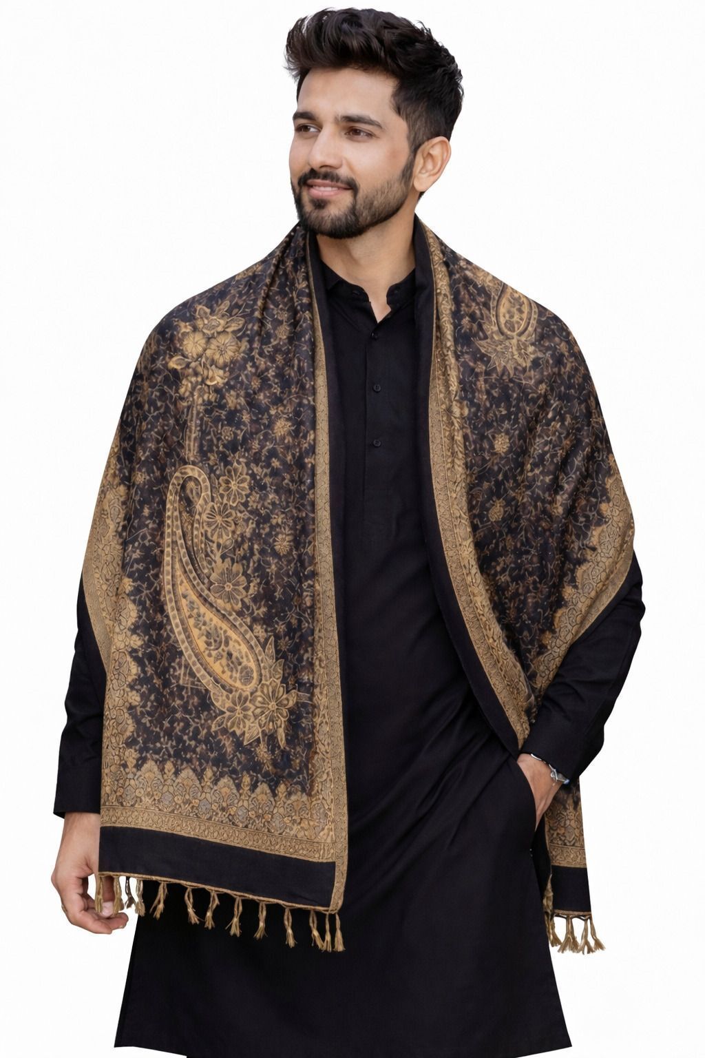 Noorfabric Poly Wool Printed Men Shawl-image-9