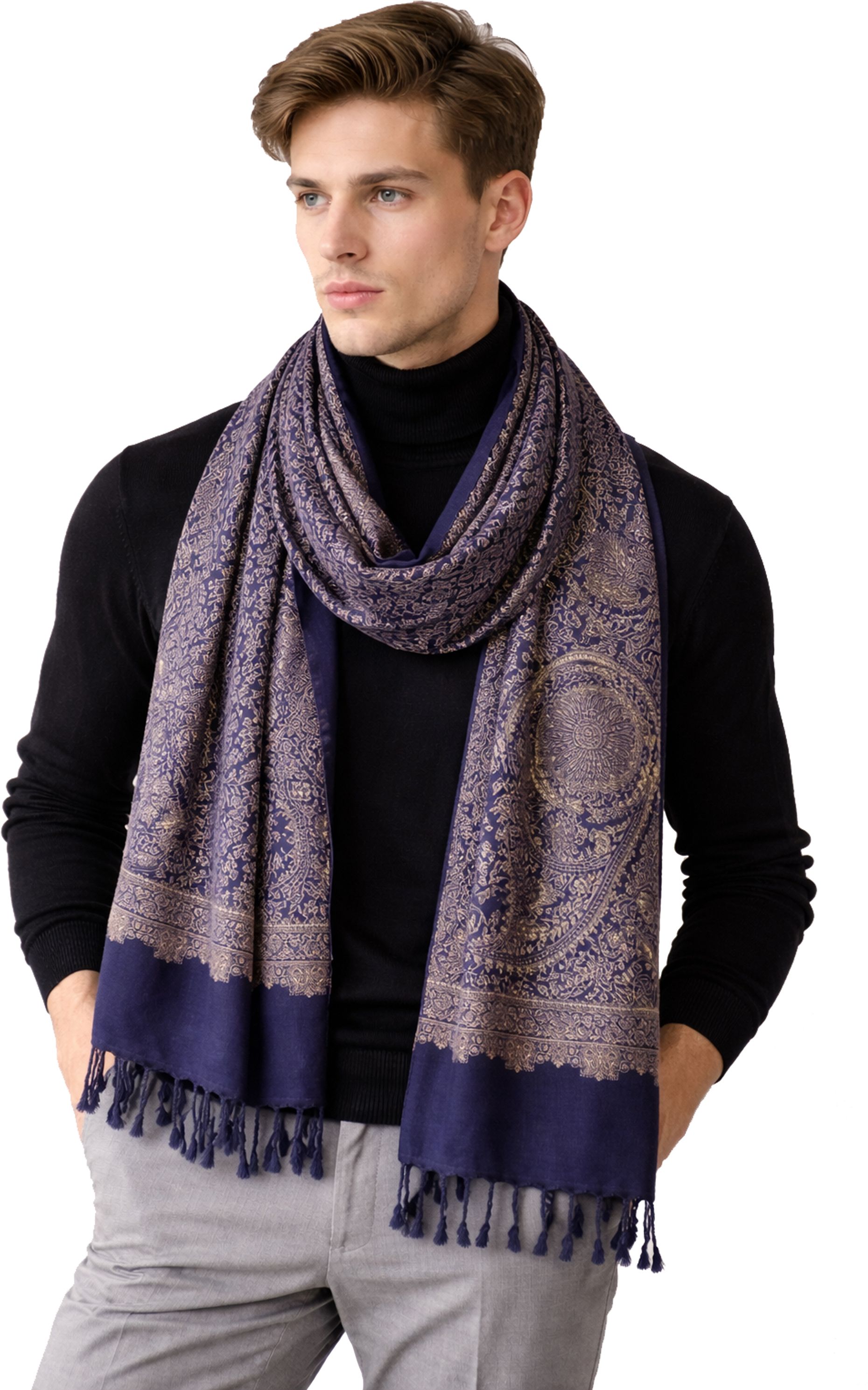 Ramnaya Wool Paisley Men Shawl-picture-10