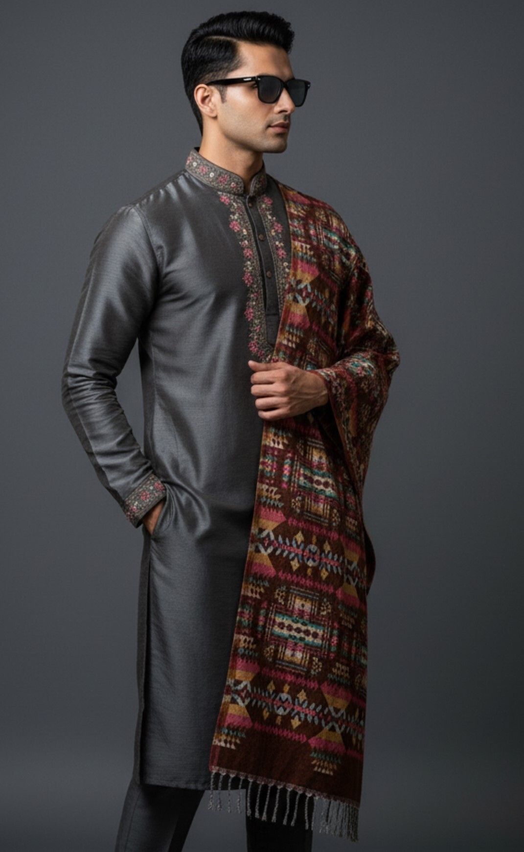 Sudako Acrylic Geometric Print Men Shawl-picture-36