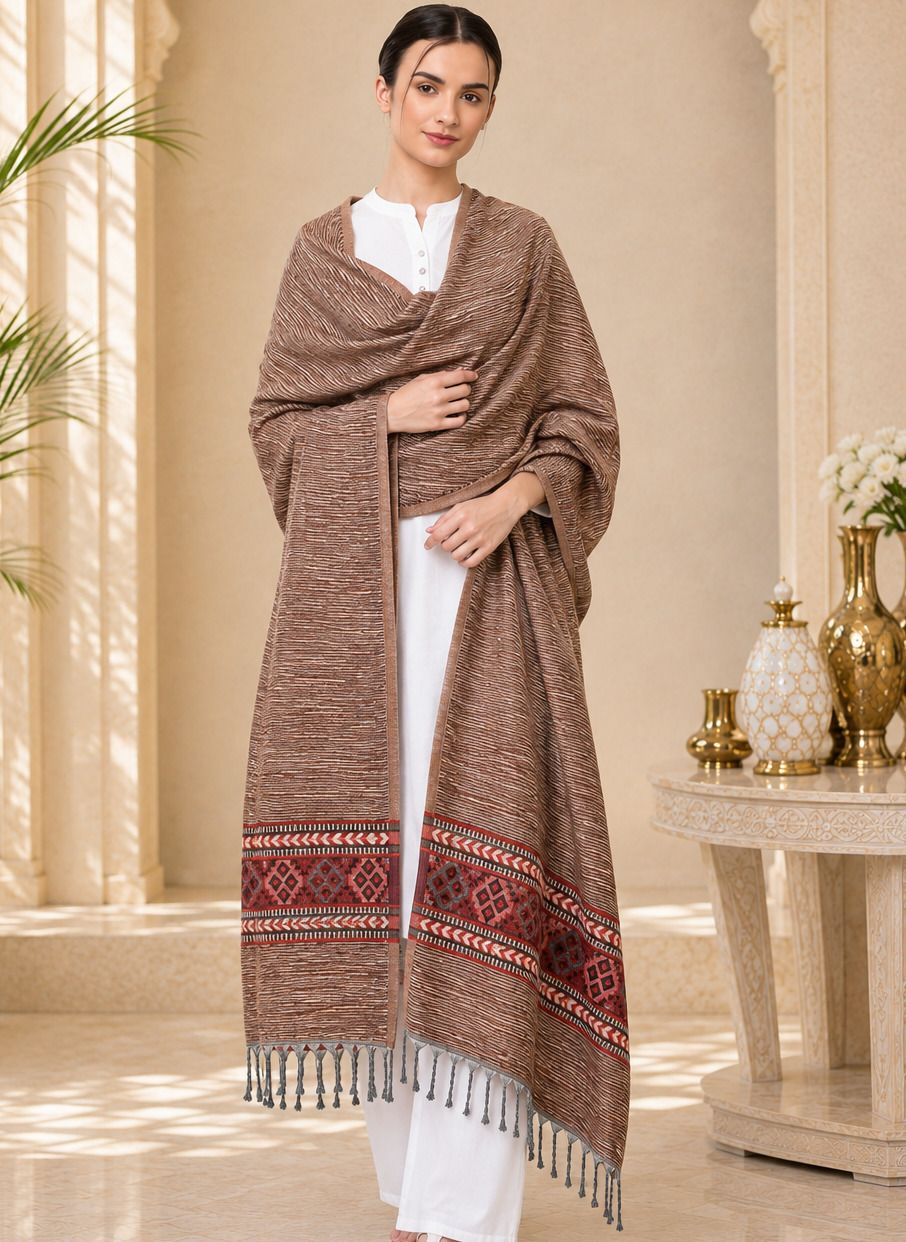 GK VILLA Acrylic, Wool Embroidered Women Shawl-image-26