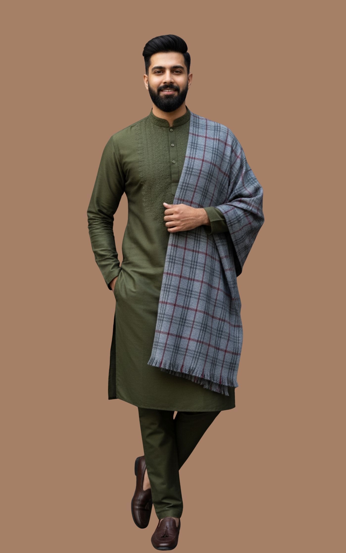 Sudako Acrylic Checkered Men Shawl-picture-15
