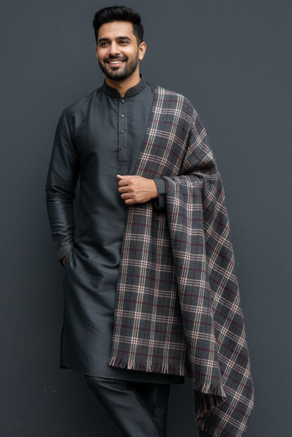 Sudako Acrylic Checkered Men Shawl-picture-39