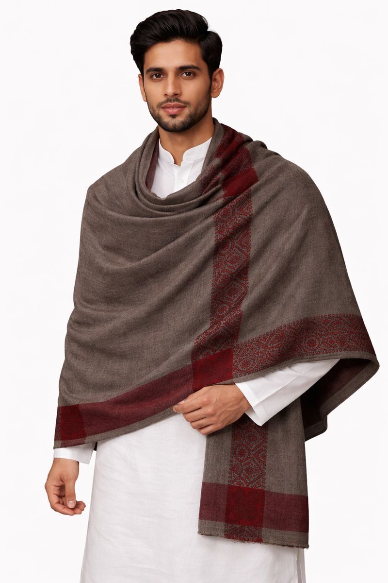 Rudrawraps Wool Solid, Woven Men Shawl-picture-13