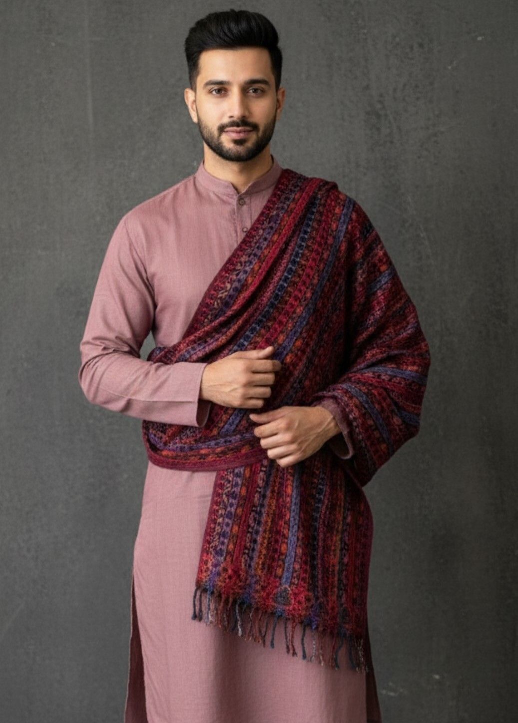 Sudako Acrylic Striped Men Shawl-picture-28