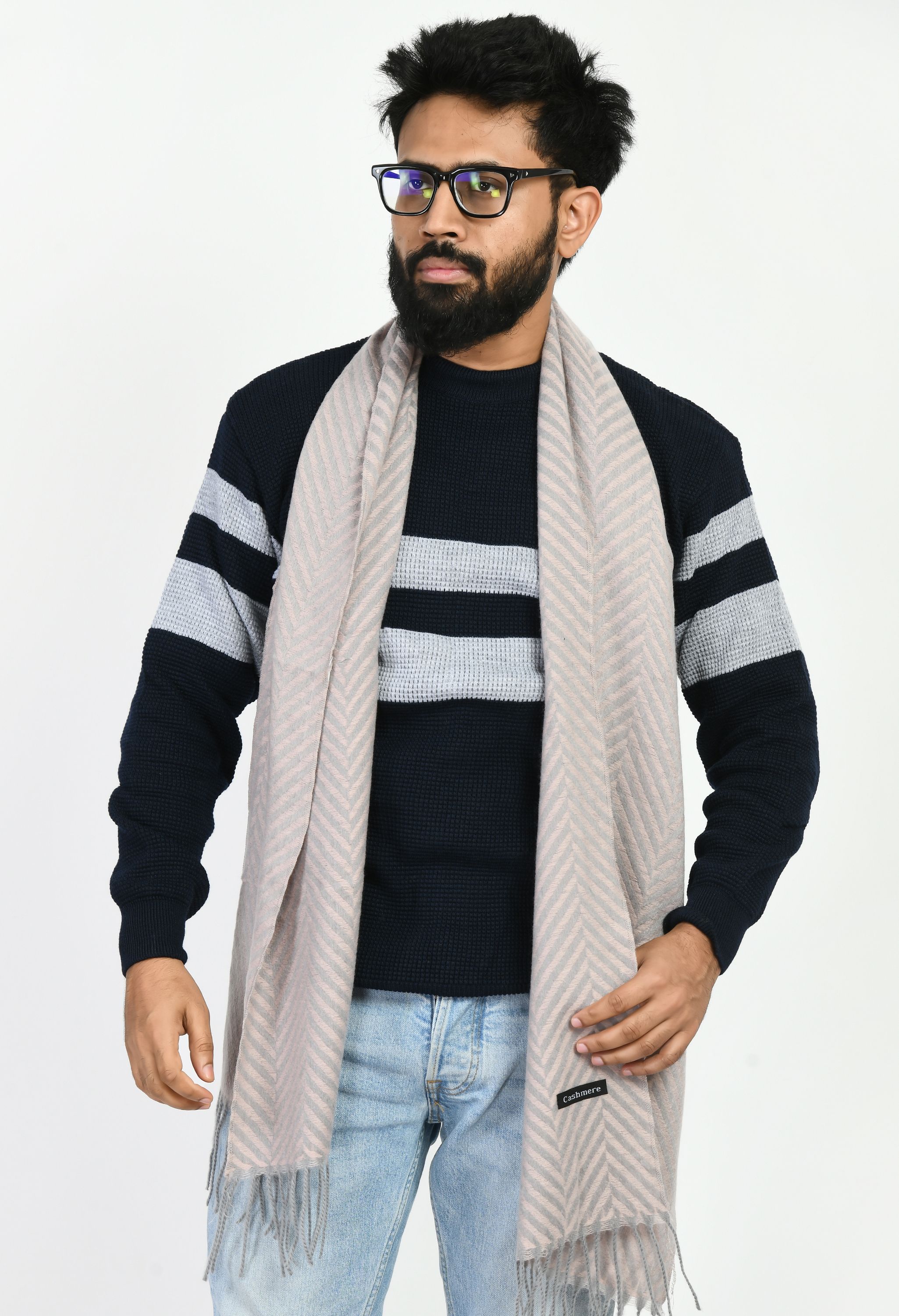 life and style Self Design Wool Blend Men Grey Scarf-picture-31