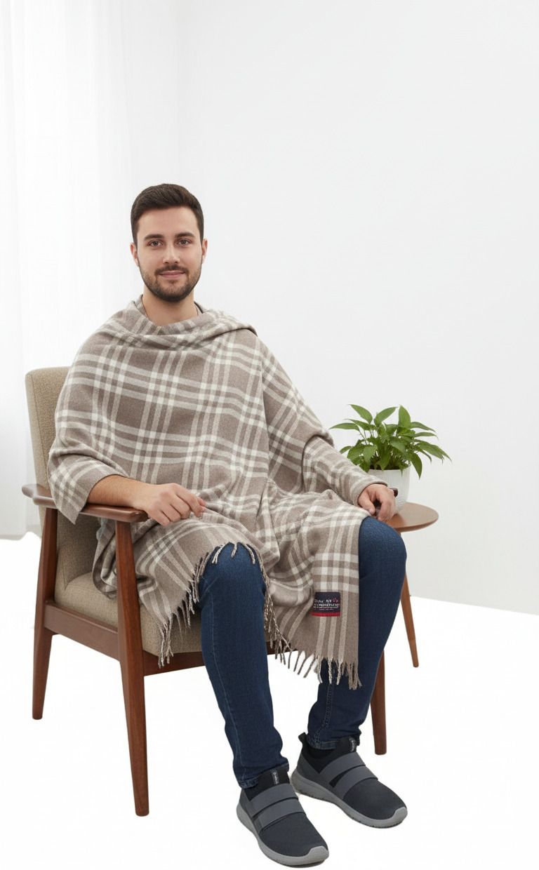 KAVIM Wool Checkered Men Shawl-picture-36