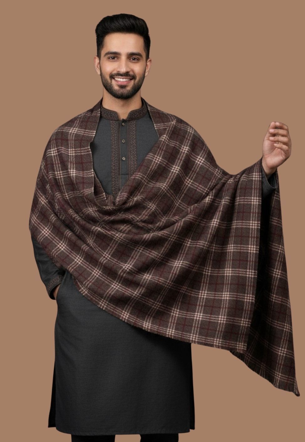 Sudako Acrylic Checkered Men Shawl-picture-30