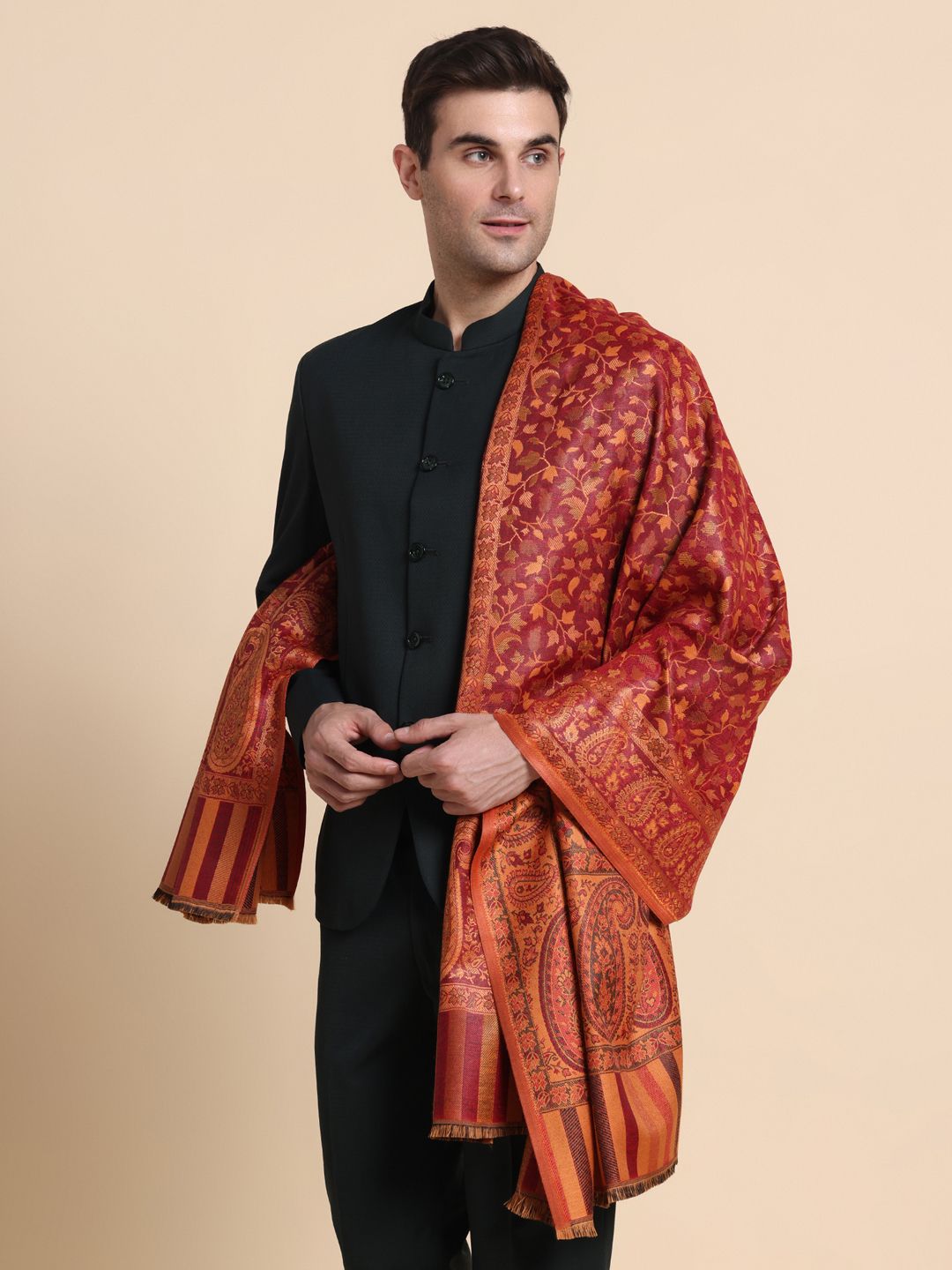 GREEN AGRITECH Acrylic Woven Men Shawl-image-39