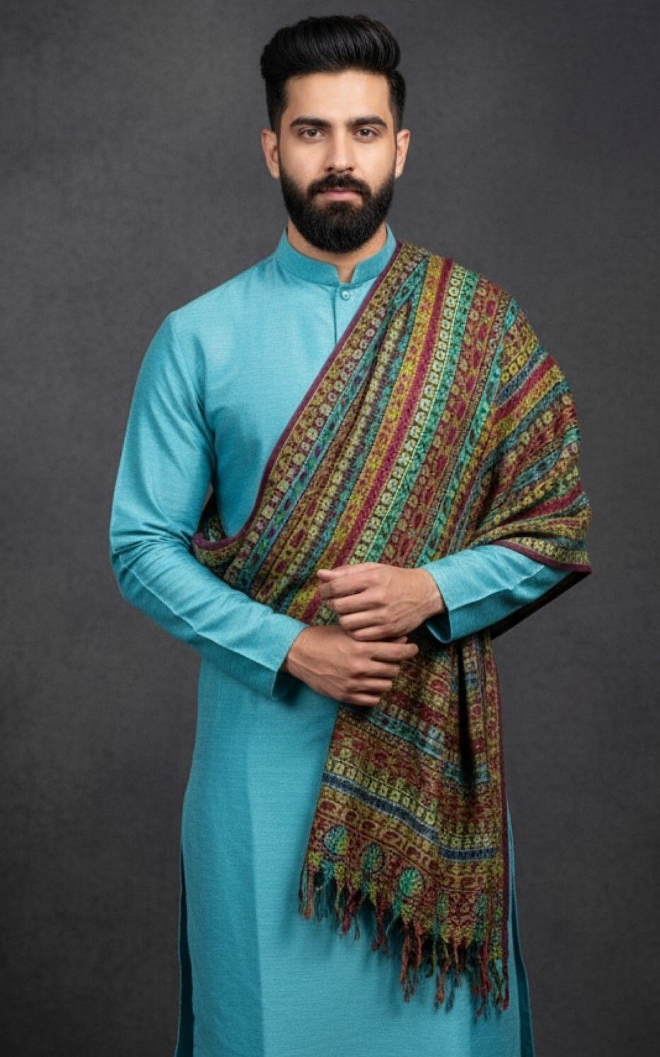 Sudako Acrylic Striped Men Shawl-picture-12