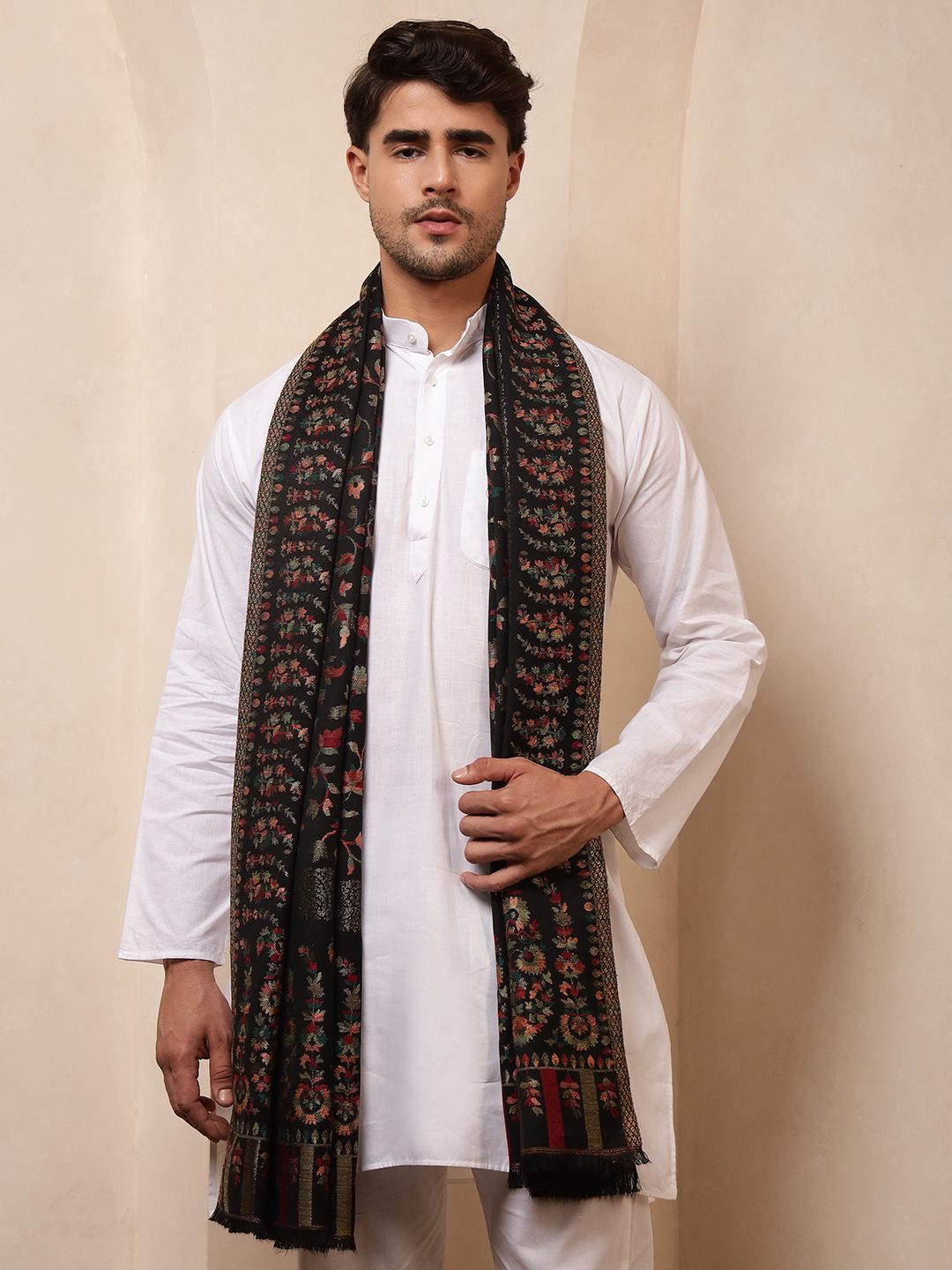 Ravaiyaa - Attitude Is Everything Wool Floral Print Men Shawl-picture-47