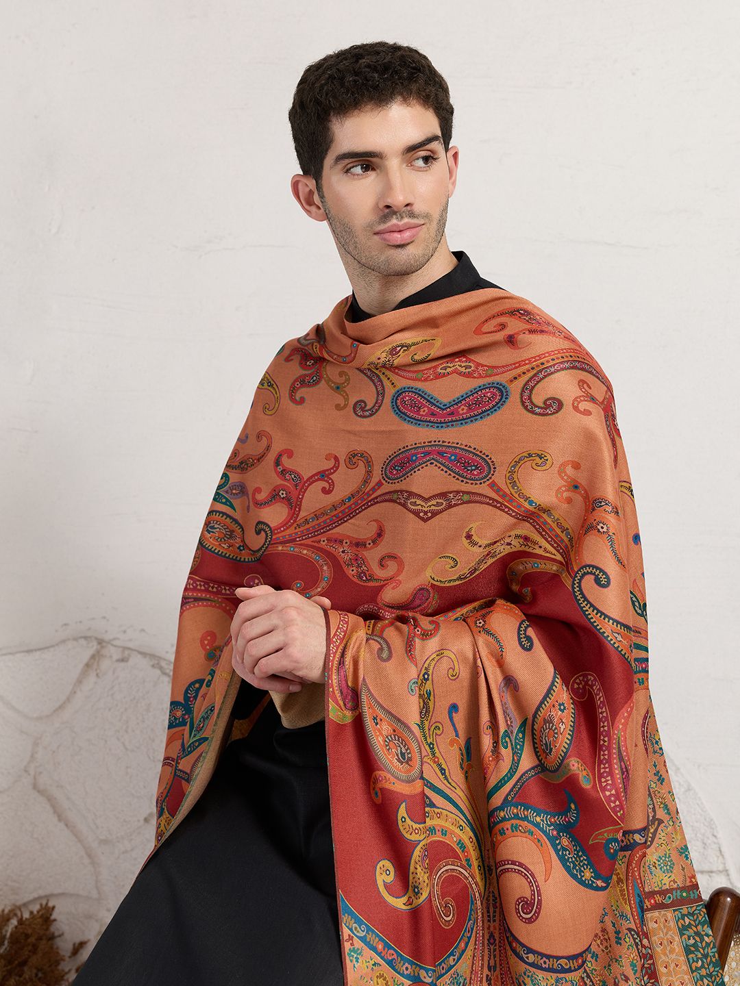 GREEN AGRITECH Acrylic, Wool Woven, Graphic Print Men Shawl-image-47