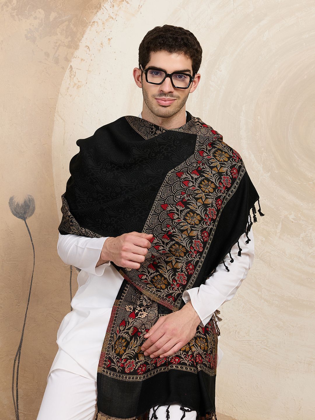 GREEN AGRITECH Viscose, Pashmina Floral Print Men Shawl-image-13